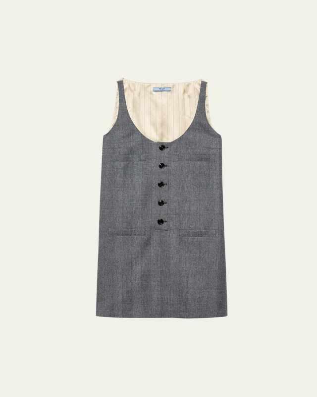 Pinstripe Silk Back Wool Mini Dress
