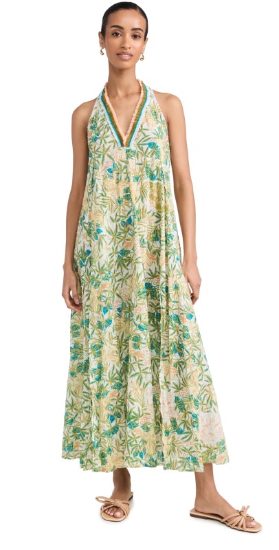 Poupette St Barth Long Dress Nava Green Orchid