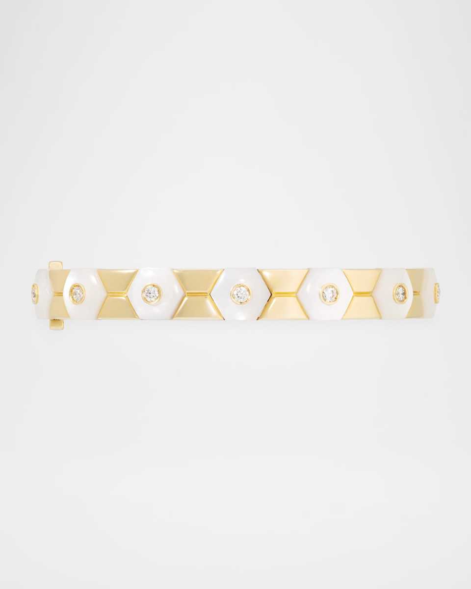 18K Yellow Gold Baia Sommersa Mother-of-Pearl and Diamond Bangle