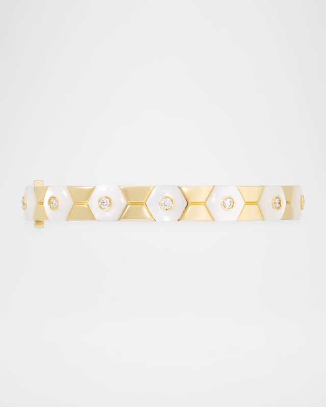 18K Yellow Gold Baia Sommersa Mother-of-Pearl and Diamond Bangle