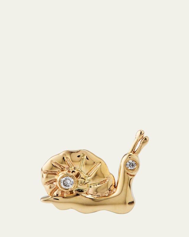 14k Diamond Small Snail Stud Earring, Single Right