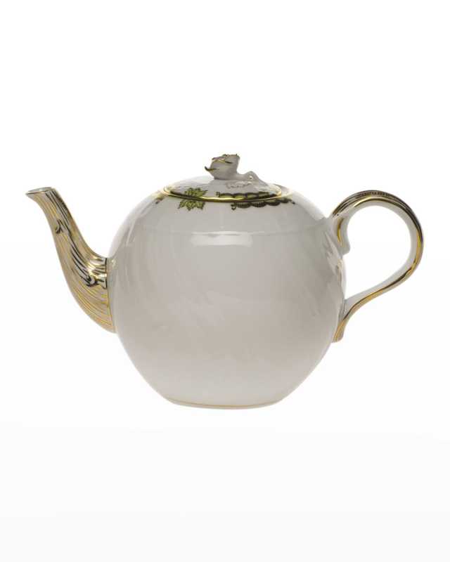 Princess Victoria Green Teapot with Rose