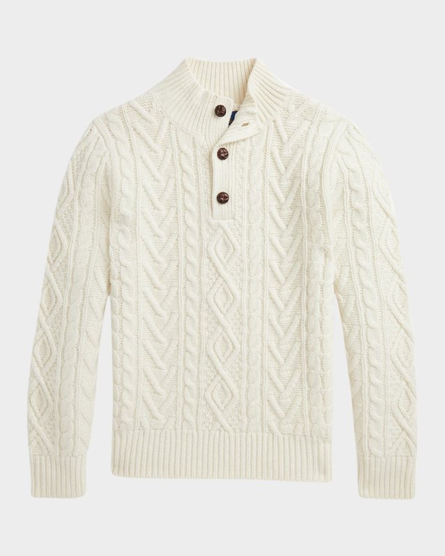 Boy's Cashmere Blend Cable Knit Sweater, Size S-X