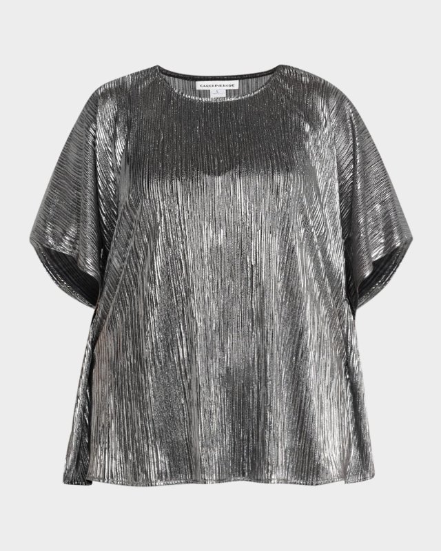 Plus Size Pleated Metallic Caftan Top