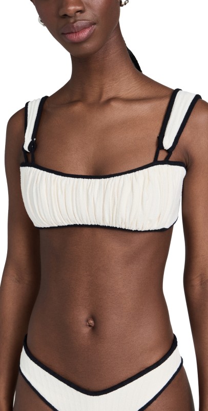Montce Montce x Olivia Culpo Victoria Bikini Top Cream/Black Terry Rib