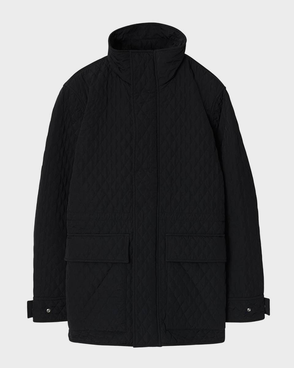 Check-Hood Short Quilted Parka Jacket