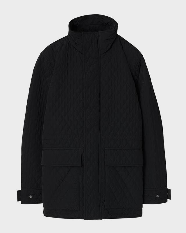 Check-Hood Short Quilted Parka Jacket