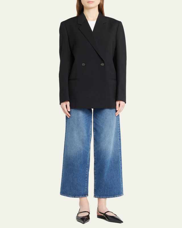 Double-Breasted Vent Wool Blazer Jacket