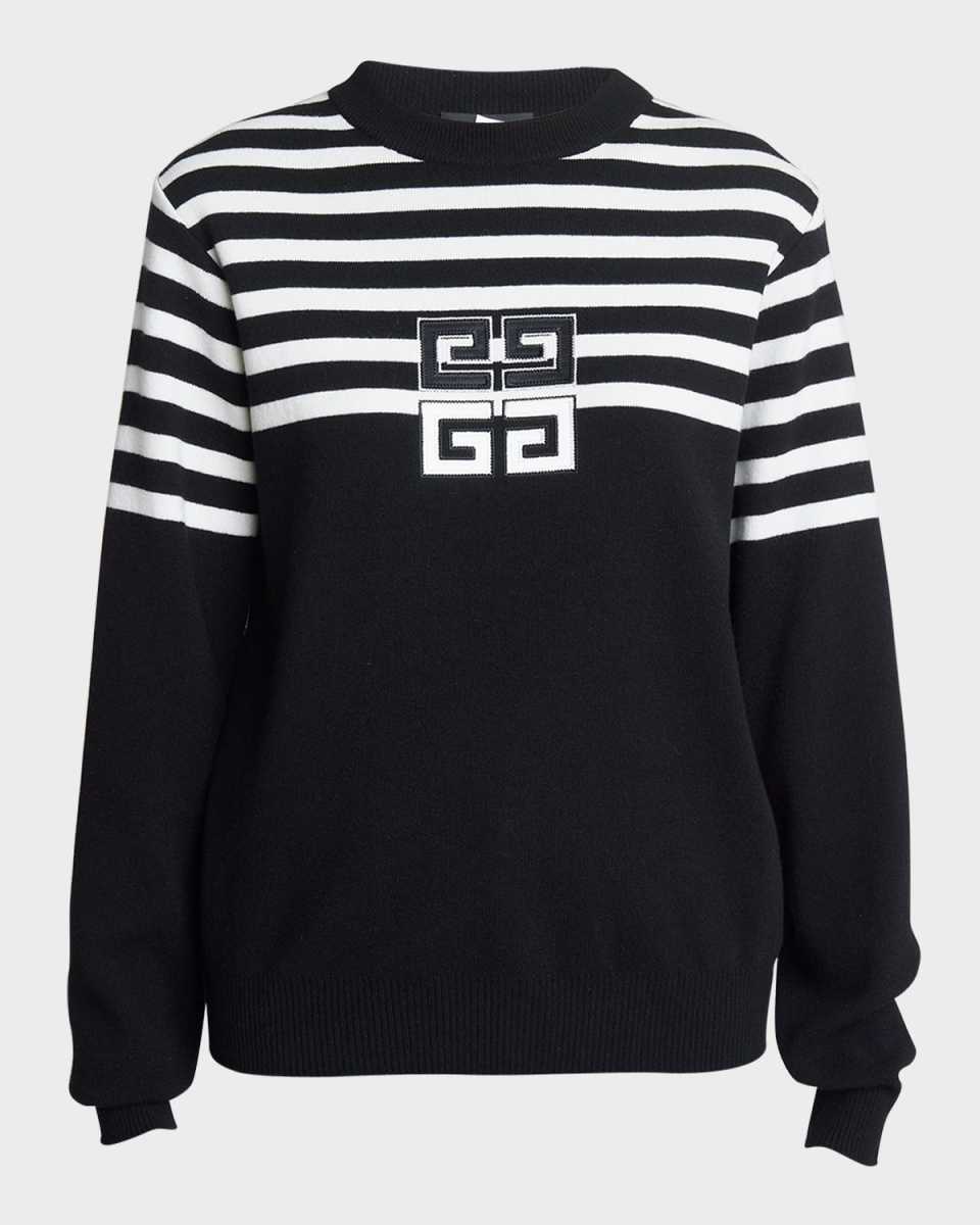 Cropped Wool Sweater with Logo Embroidery