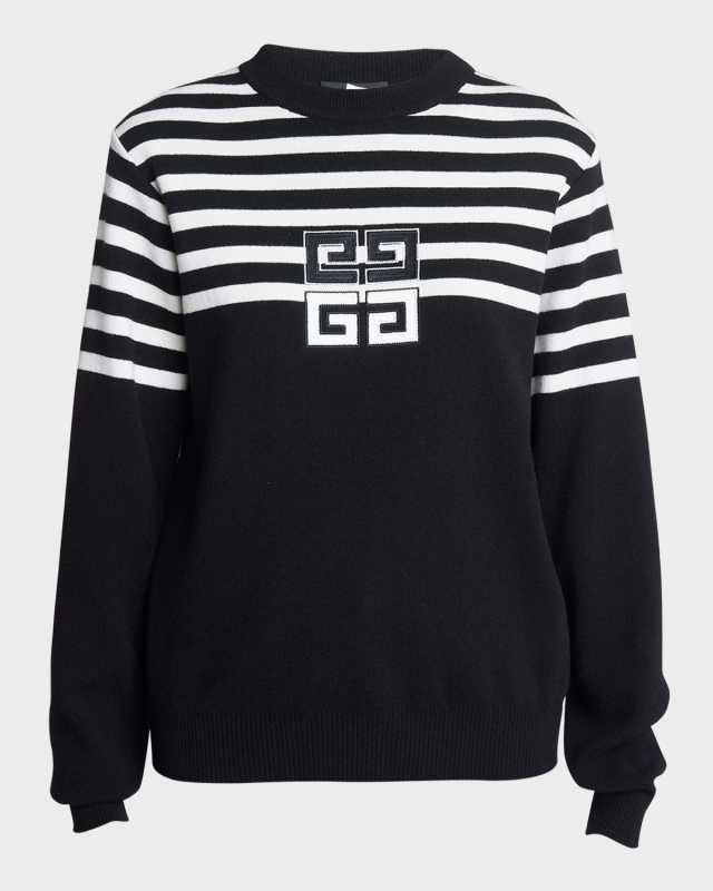 Cropped Wool Sweater with Logo Embroidery