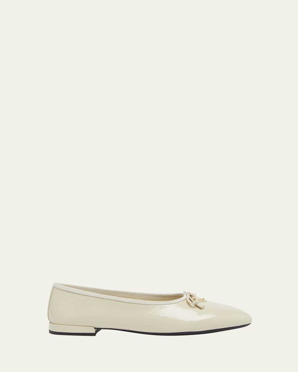 Leather Bow Ballerina Flats