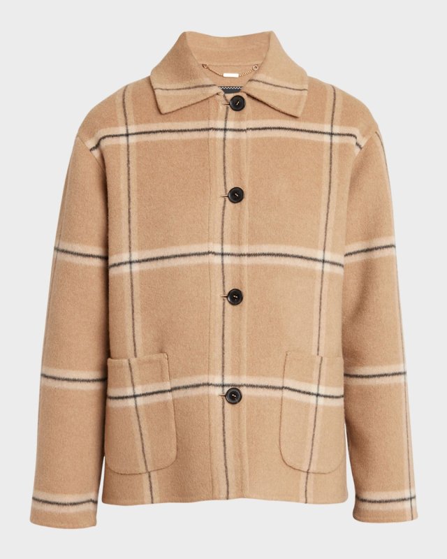 Plaid Cashmere Single-Breasted Jacket