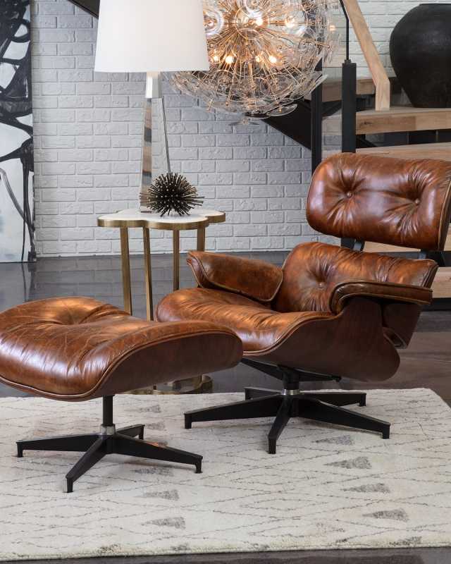 Barca Leather Lounge Chair & Ottoman