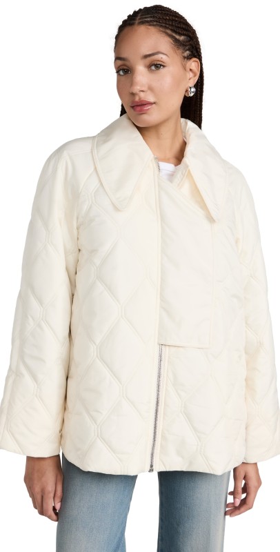GANNI Ripstop Quilt Jacket Egret