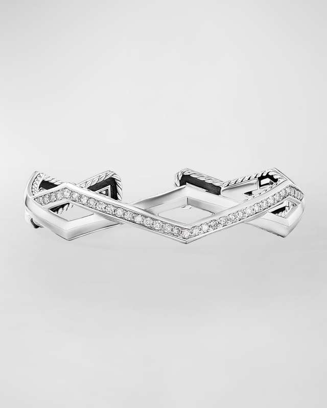 Pave Stax Bracelet with Diamonds in Silver, 5mm