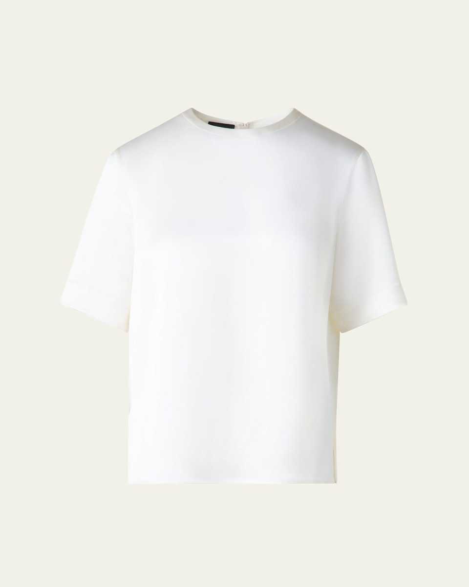 Short Sleeve Silk Satin Blouse