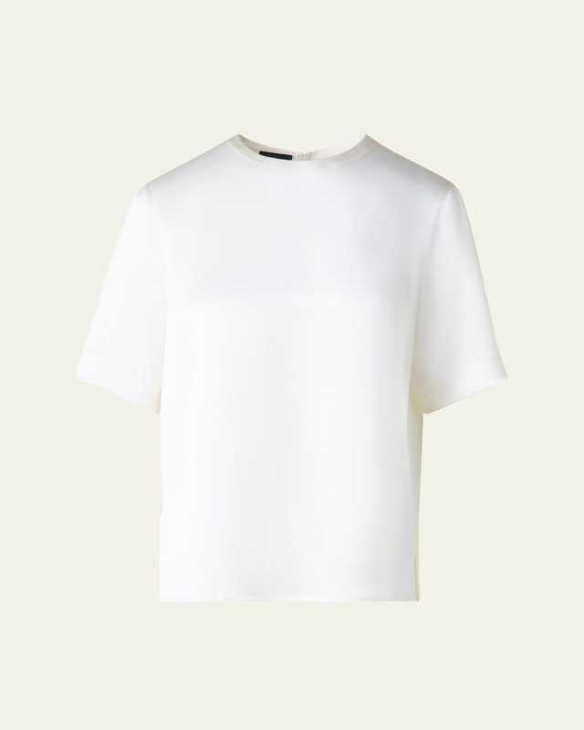 Short Sleeve Silk Satin Blouse