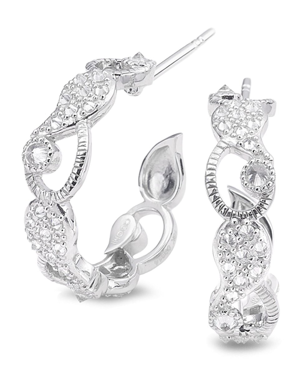 Vitality 18k White Gold Diamond Huggie Hoop Earrings