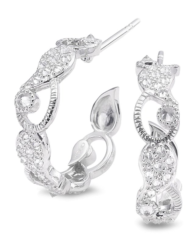 Vitality 18k White Gold Diamond Huggie Hoop Earrings