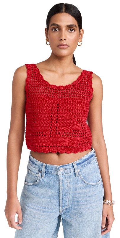 Suzie Kondi Chania Crochet Tank Cherry