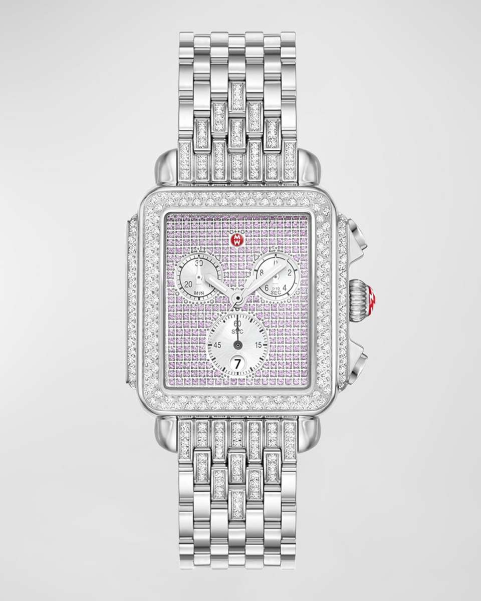 Limited Edition Deco Diamond Dial and Pave Pink Sapphire Watch