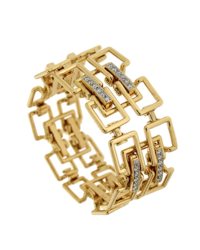 18k Diamond & Square Deco Bracelet