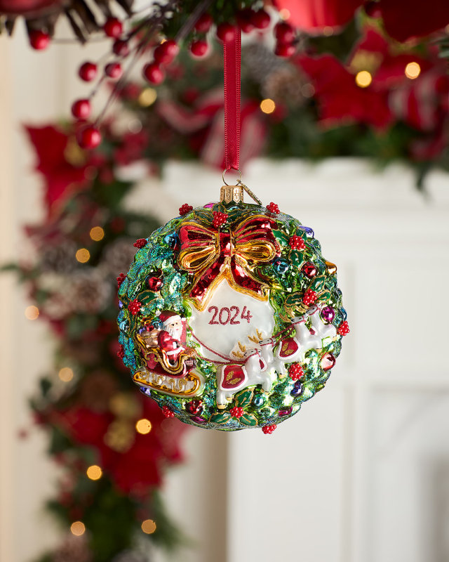 2024 Wreath with Bow Christmas Ornament