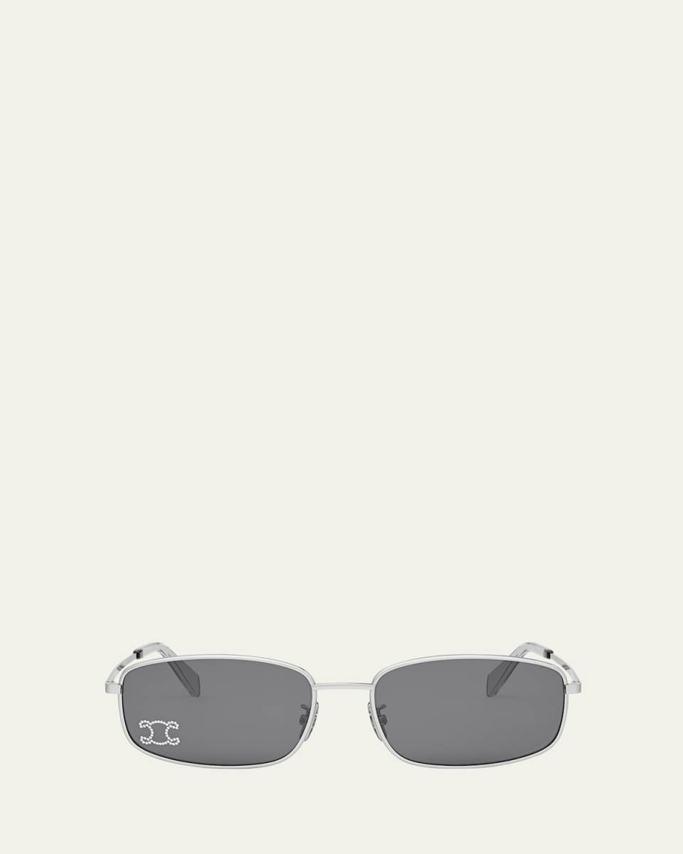 Embellished Triomphe Metal Rectangle Sunglasses