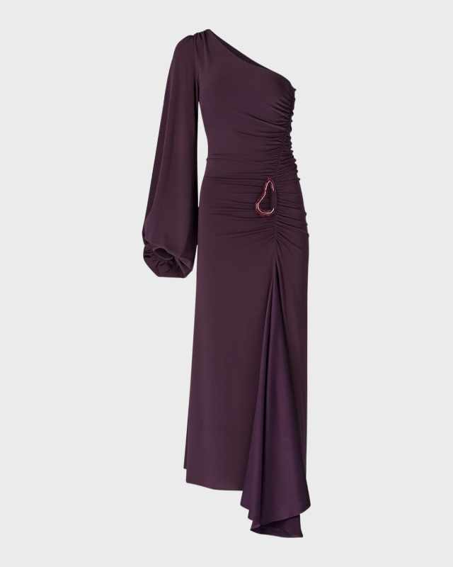 Mel One-Shoulder Ruched Midi Dress
