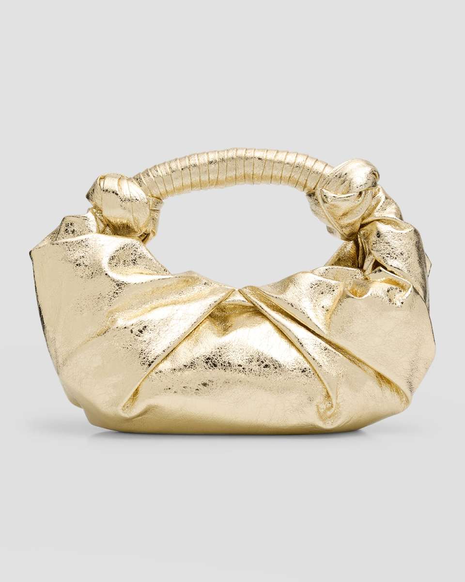 Lame Lopsy Metallic Vegan Leather Top-Handle Bag