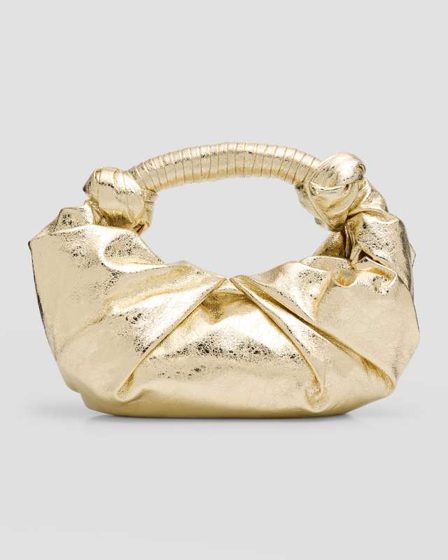 Lame Lopsy Metallic Vegan Leather Top-Handle Bag