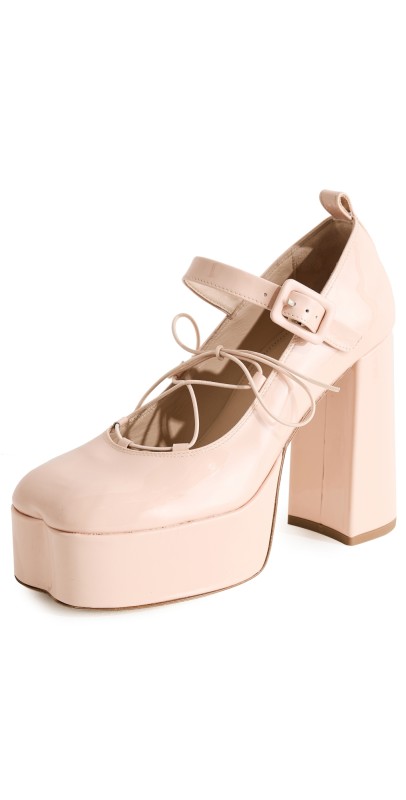 Simone Rocha Heart Toe Platform Laceup Ballerina Heels Powder