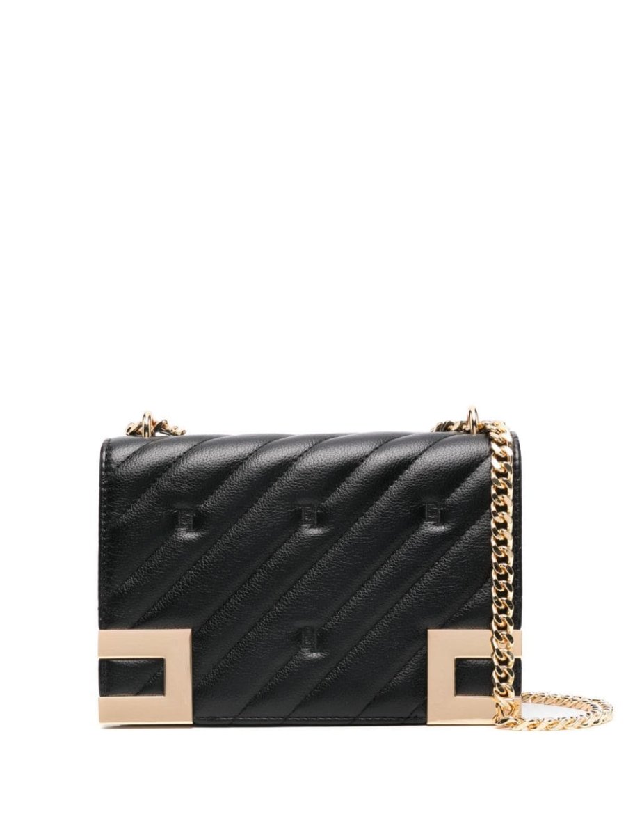 logo-embroidered quilted crossbody bag