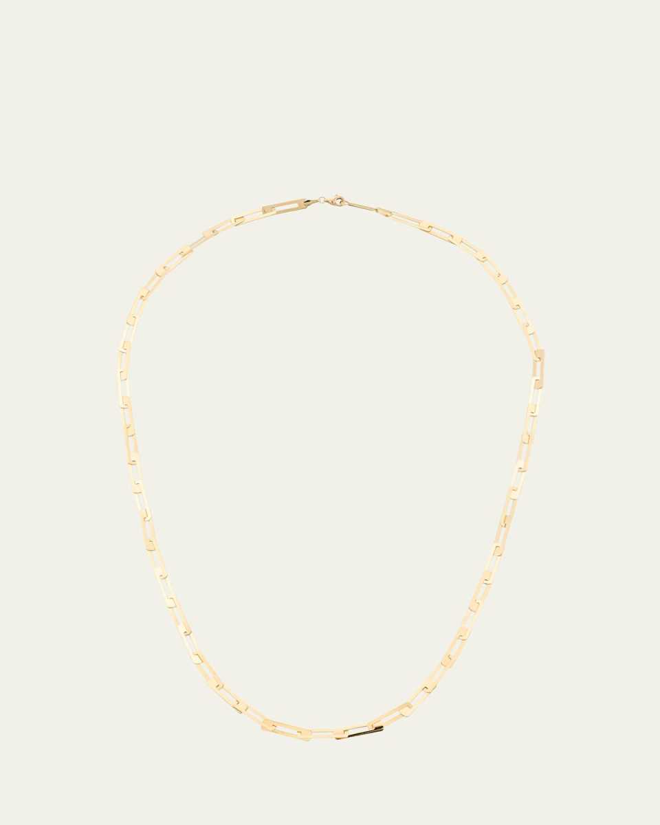14K Yellow Gold Laser Open Interlocking Rectangle Necklace