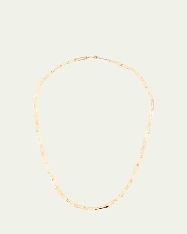 14K Yellow Gold Laser Open Interlocking Rectangle Necklace