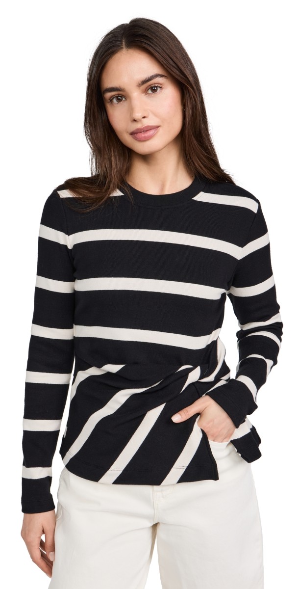Tanya Taylor Carlita Top Black/Chalk Wide Stripe