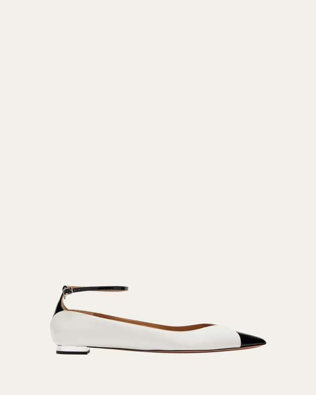 Pinot Bicolor Ankle-Strap Ballerina Flats