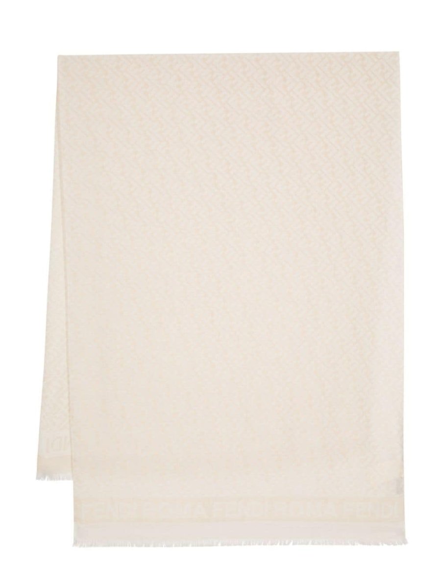 FF-jacquard fringed scarf