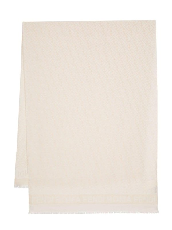 FF-jacquard fringed scarf