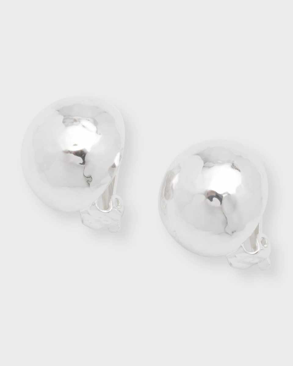 Pinball Clip Earrings in Sterling Silver