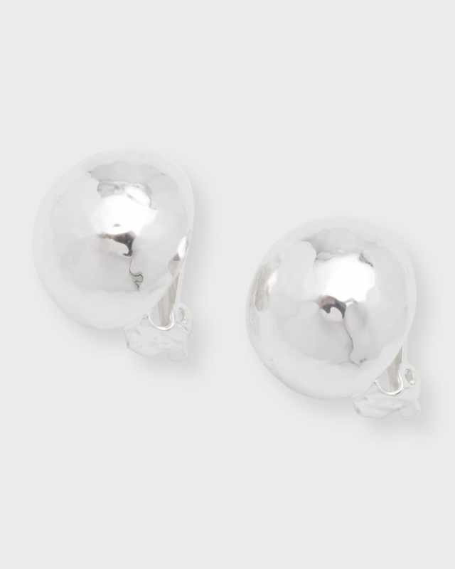 Pinball Clip Earrings in Sterling Silver