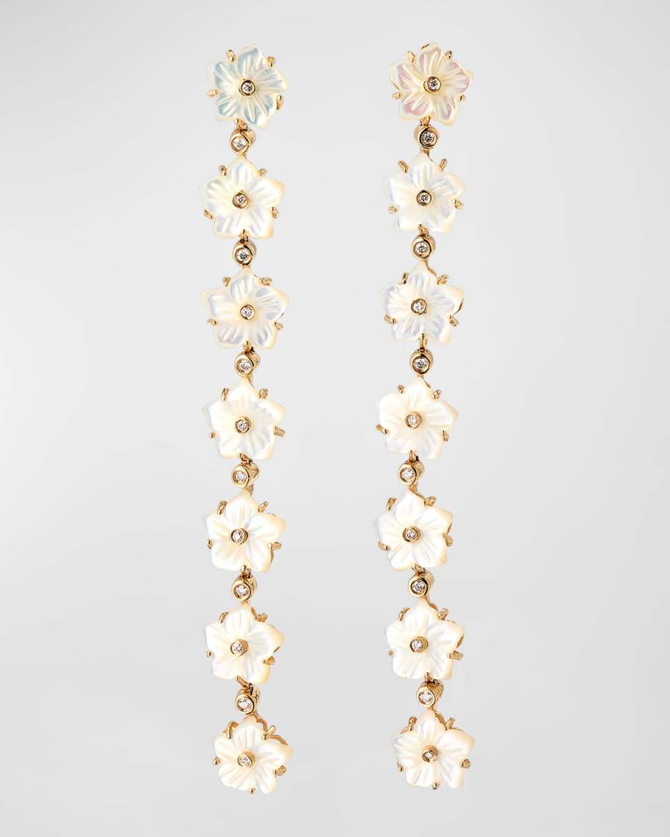 Carved Natural Mother of Pearl Drop Earrings