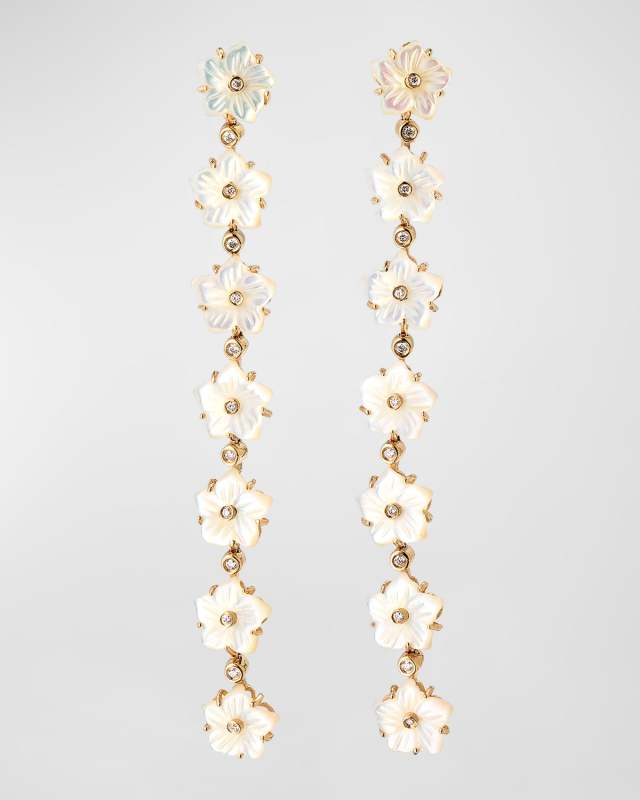 Carved Natural Mother of Pearl Drop Earrings