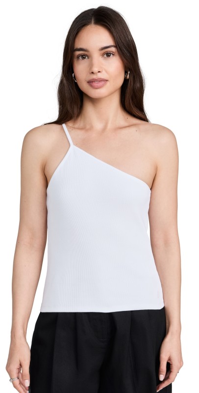 POSSE Axel One Shoulder Singlet Top White