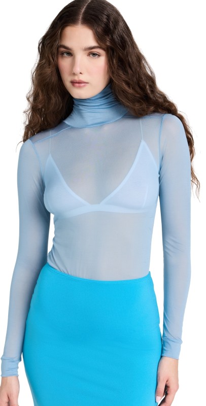 Maison Margiela Viscose Jersey Bodysuit Light Blue