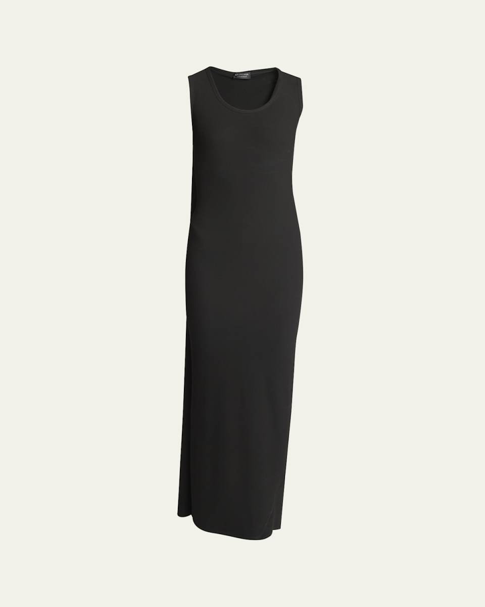Ribbed Tank Top Gown with Draped Back