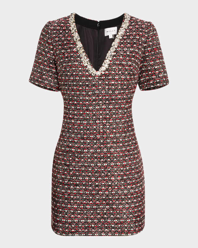 Nyah Crystal-Embellished Tweed Mini Dress
