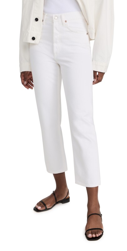 AGOLDE 90s Crop Mid Rise Straight Jeans Salt