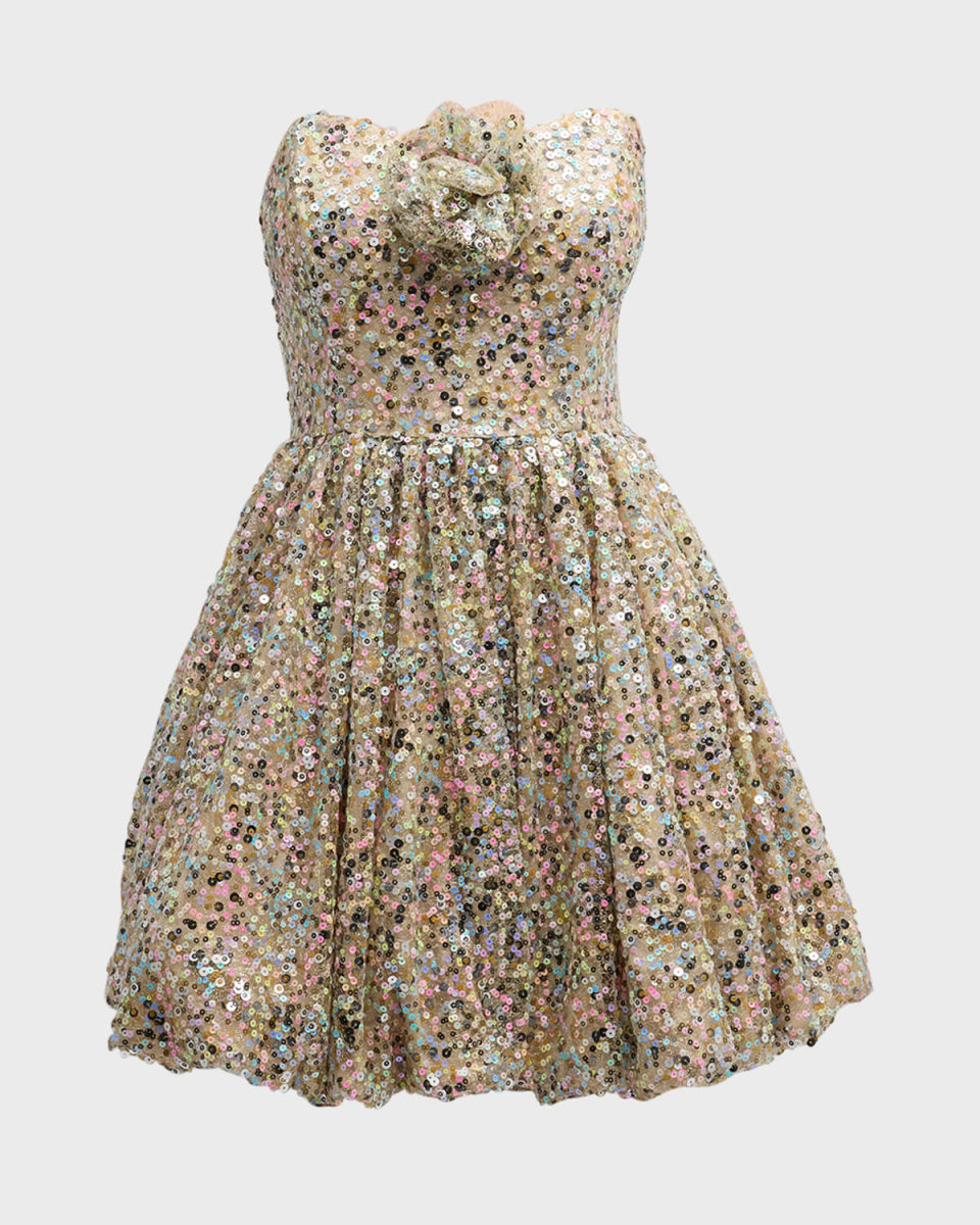 Sequin Fit-&-Flare Sweetheart Mini Dress