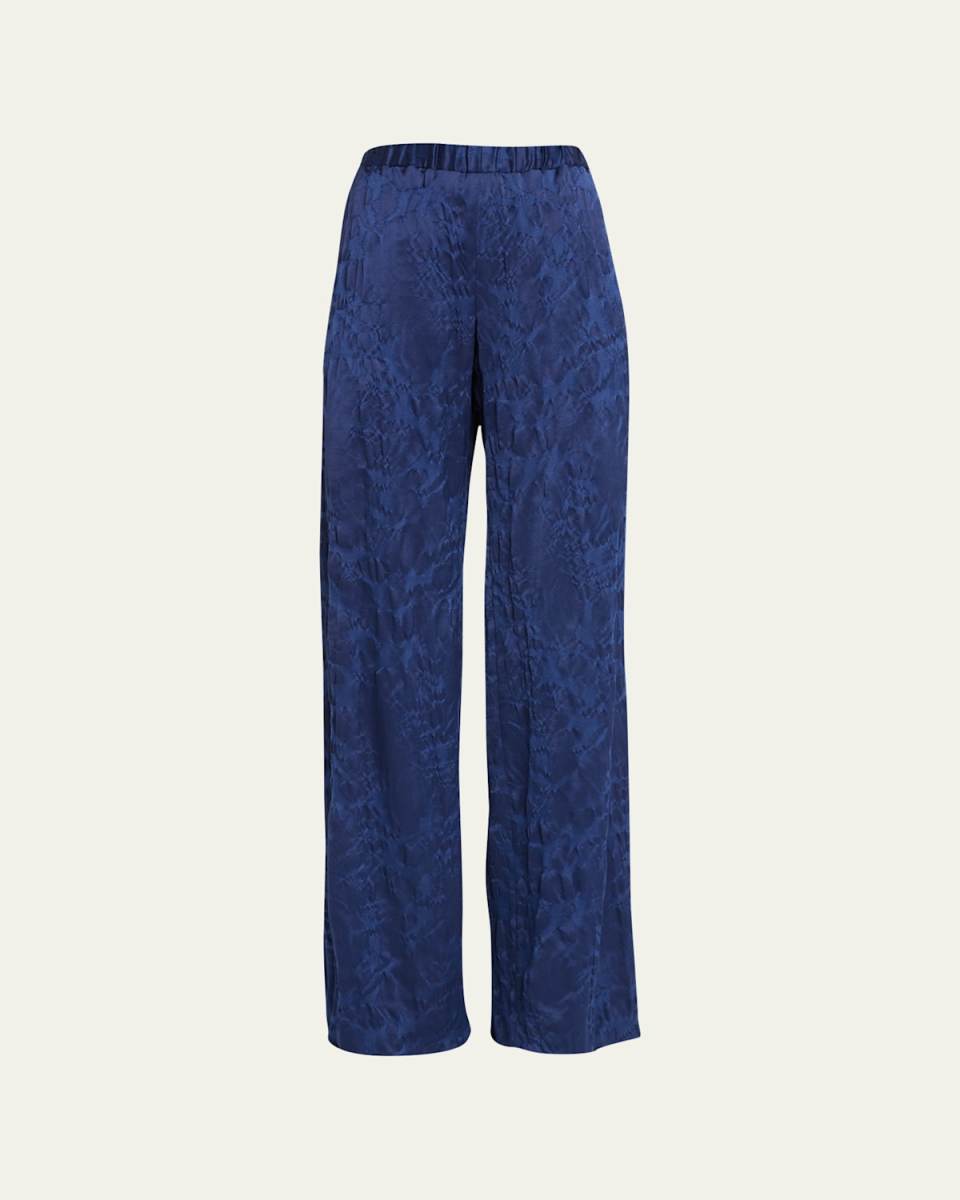Floral Cloque Jacquard Drawstring Pants